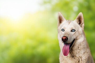 Beautiful smart dog standing in forest