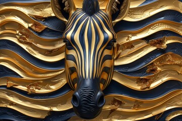 Zebra with stripes and gold
