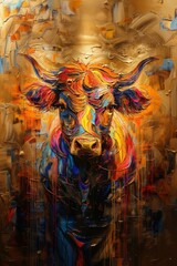 luxury gold animal artwork fine art golden plated cow