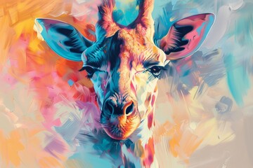 impressionisme animal giraffe pastel colors abstract artwork
