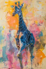 impressionisme giraffe animal pastel colors abstract artwork