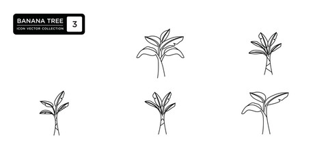 Banana tree icon collection, vector icon templates editable and resizable