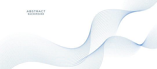 Abstract modern background with blue wavy lines and particles. Technology backdrop.
