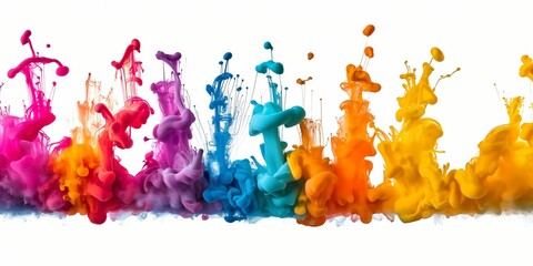 Vibrant paint splashes in rainbow colors