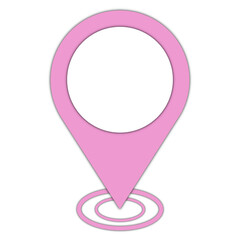 Pink Map Pointer Icon with Shadow Effect Isolated on White