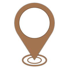 Brown Map Pointer Icon with Shadow Effect Isolated on White