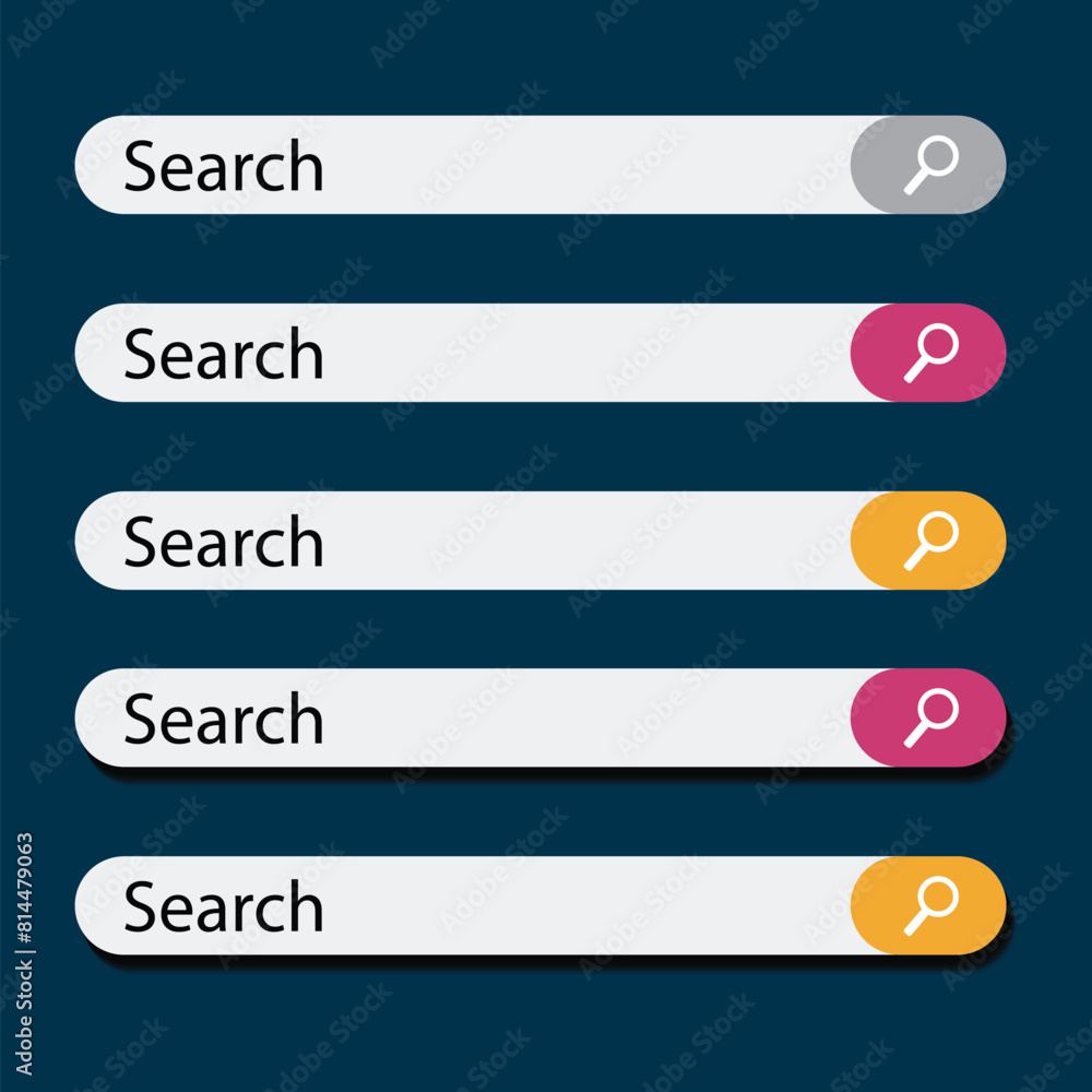 Wall mural search button icon vector design template, different search bar fields - vector illustrations - isol