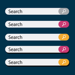 Fototapeta premium Search button icon vector design template, Different Search Bar Fields - Vector Illustrations - Isolated On White Background