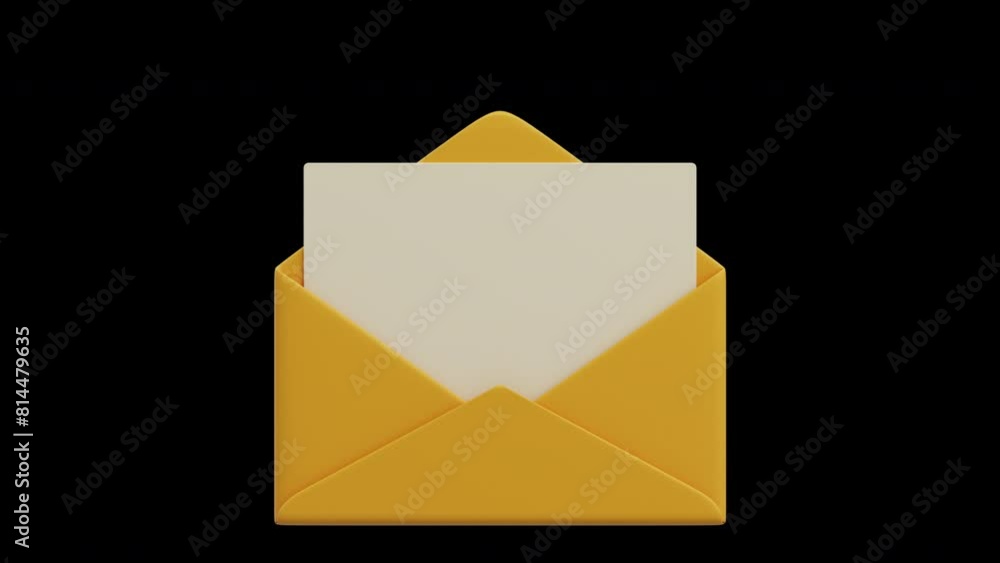 Poster 3d animation of document delivery envelope | alpha channel
