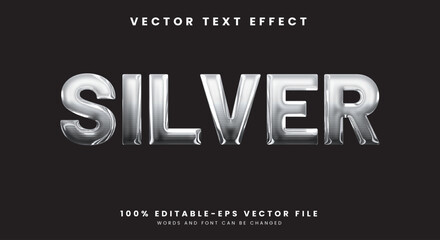 3D Modern metallic Silver editable text style Template