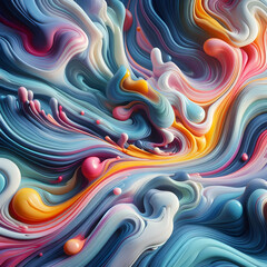 Fototapeta premium Fluid color abstract background, photorealistic, 3d render, Colored paint