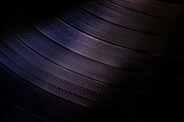 Black Vinyl record close up view
