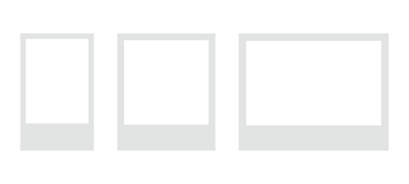 polaroid photo frame collection. empty blank photo border mockup. vector illustration on transparent background.