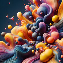 Fluid color abstract background, photorealistic, 3d render, Colored paint