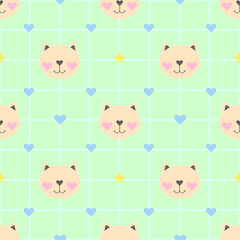 Cute Cat Warm Color Background Pattern