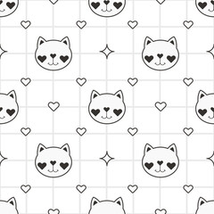Cute Cat Warm Color Background Pattern