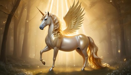 Obraz na płótnie Canvas Create a mythical golden unicorn with a shimmering upscaled_2