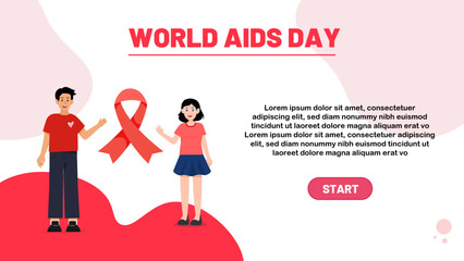 Flat background for world aids day awareness with ribbon
