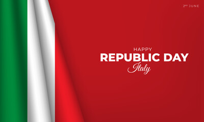 Happy Italy republic Day Banner and Greeting Card. Republic Day of Italy Celebration with Italy Flag and Text Background Vector Illustration
