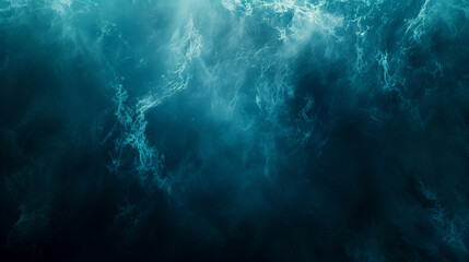 The image is of a blue sky with a stormy ocean