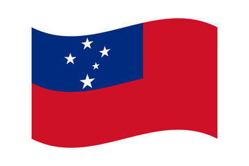 Vector illustration of wavy Samoa flag on transparent background