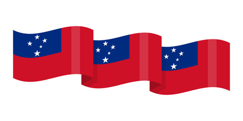 Vector illustration of wavy Samoa flag on transparent background