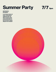 Summer party poster vector template. Printable paper flyer, leaflet for invitations and promotion. Minimal illustration