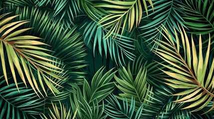 Tropical cover design abstract palm leaf pattern.Premium green, black background .Modern poster with tropical black and green palm leaves and exotic flower. Invitation card for holiday sale.