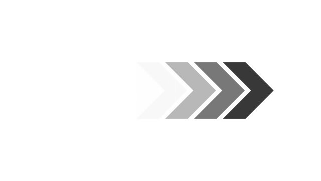 Black arrows animation. Arrows loop animation on white background. Chevron animation
