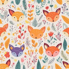 Obraz premium Design a pattern that combines whimsical forest animals like foxes, rabbits, and deer