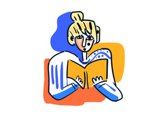 Man student reading book, studying. Person learning science, business