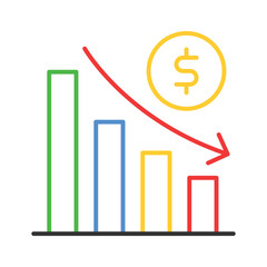 Down chart, financial loss, decrease chart vector design