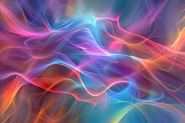 Naklejka premium A vibrant digital abstract background featuring dynamic, flowing waves in a spectrum of colors, creating a modern and artistic visual effect 
