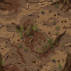 A muddy floor texture tile seamless pattern background