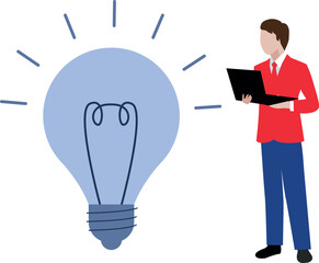 Boy working on idea on laptop.