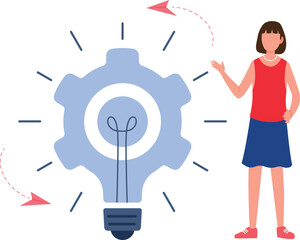 Girl shows idea setting.