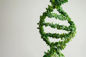 DNA double helix structure made of green leaves