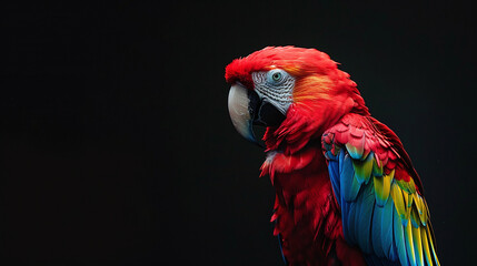 Beautiful bright parrot on a black background
