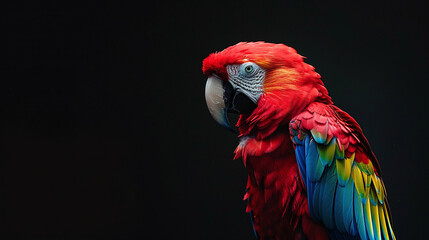 Obraz premium Beautiful bright parrot on a black background