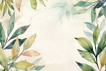 Watercolor leaves background texture animation groing moving minimal decoration botanical ecological cosmetic wedding invitation spring summer plants