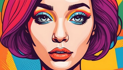 Illustrate a girls face in a pop art inspired lin