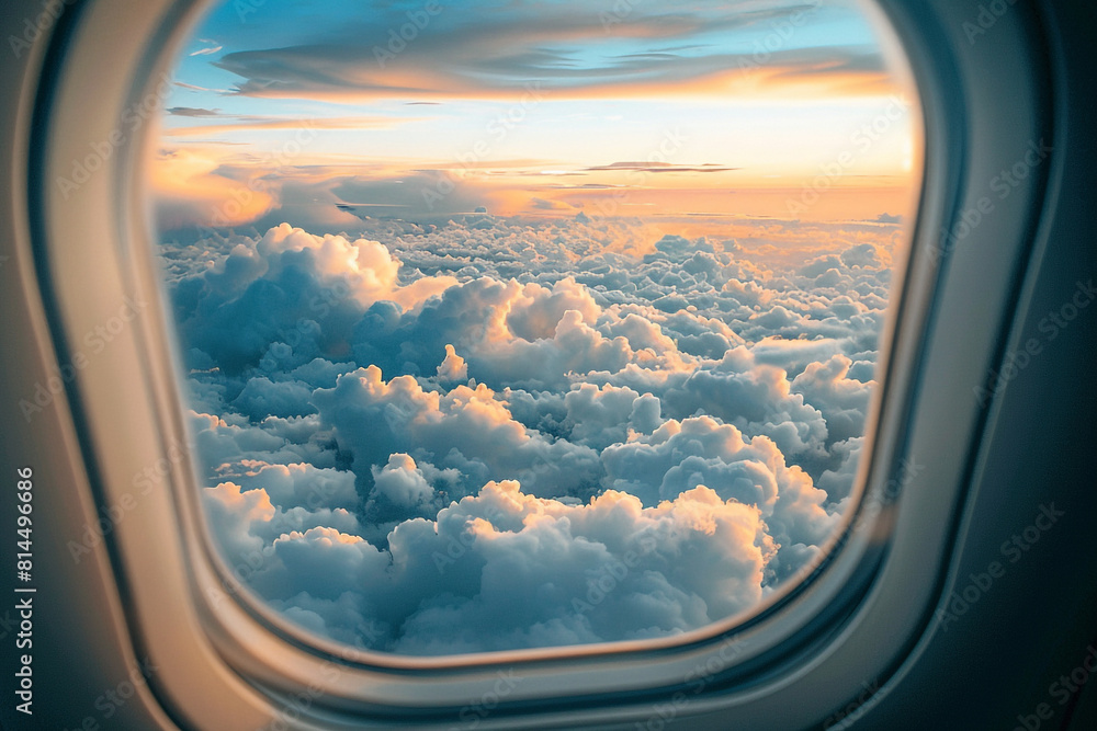 Poster a view of the sky from a plane window of clouds