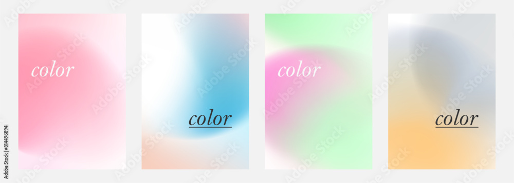 Poster set of light colored blurred abstract backgrounds. soft color gradients for creative graphic design.
