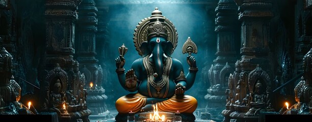 Lord ganesha sculpture in temple. Lord ganesh festival.