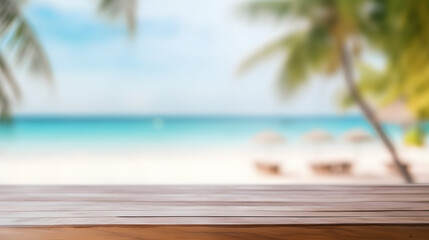 Fototapeta premium Tropical Beach Paradise with Palm Trees and Blue Ocean