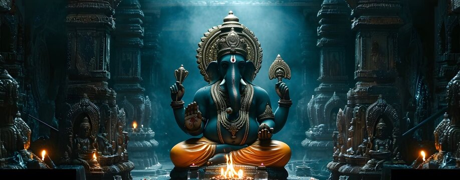 Lord ganesha sculpture in temple. Lord ganesh festival.