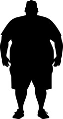 Plus size man silhouette in black color. Vector template design illustration.
