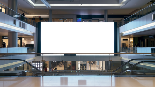 Large mockup blank billboard in shopping center