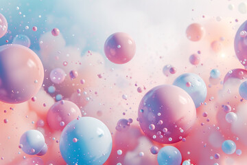 A visually captivating abstract background featuring a harmonious blend of soft pink blush and delicate baby blue spheres, creating a soothing and modern aesthetic 