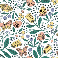 floral Pattern Design Art Blossom Illustration Vector Art , Suitable for fabric Textille Print